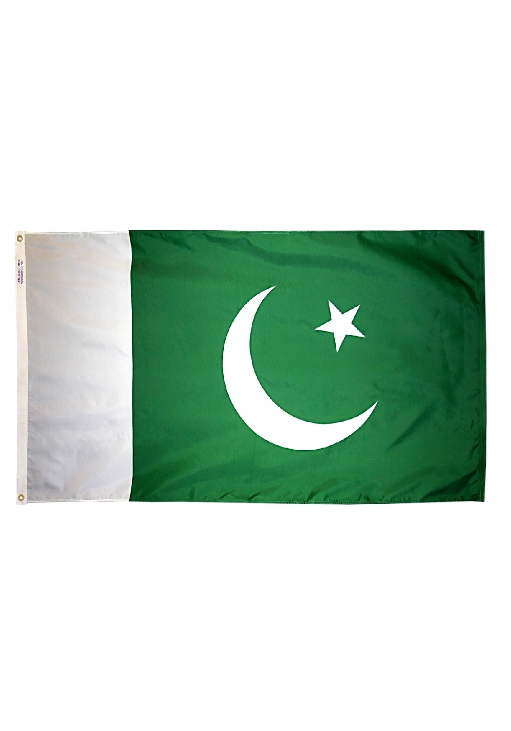 4x6 Ft Nylon Pakistan Flag Pole Hem Plain