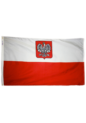4x6 ft. Nylon Poland Flag (Eagle) Pole Hem Plain